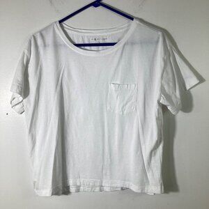 Womens‎ Lou & Grey for Loft Cropped Soft Cotton Tee Shirt White M